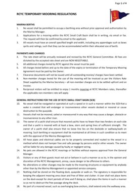 Fillable Online RCYC TEMPORARY MOORING REGULATIONS Fax Email Print