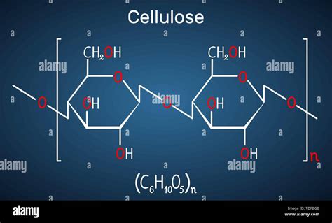 Cellulose Polysaccharide Molecule Structural Chemical Formula On The Dark Blue Background