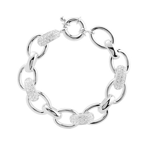 Bracelet Argent 925 Zirconia Femme Bracelet Maille Souple MATY