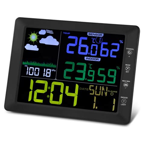 TS 8210 BK Alarm Clock Weather Forecast Barometer Indoor Outdoor Weather Station Temperature ...