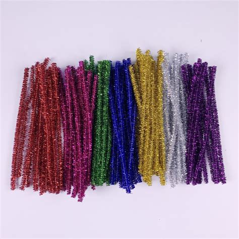 Glitter Pipe Cleaners 100 Pack Craft Stems Short Tinsel Etsy