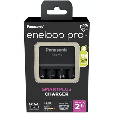 Panasonic Eneloop Pro Smart Plus Bq Cc55 Φορτιστής 4 Μπαταριών Ni Mh