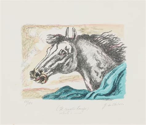 Giorgio De Chirico Il Cavallo Lampo Litografia A Colori