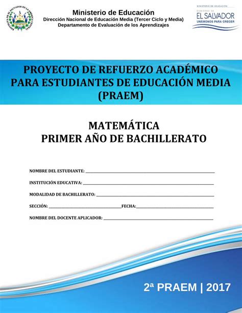 Pdf Proyecto De Refuerzo Acad Mico Para Prueba De Avance Matem Tica