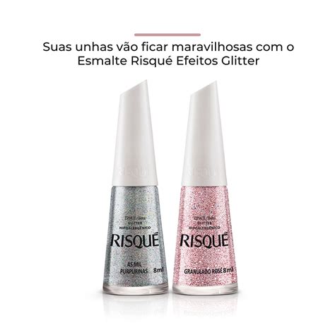 Esmalte Risque Glitter As Mil Purpurinas 8ml Hipoalergenico Gabeauty