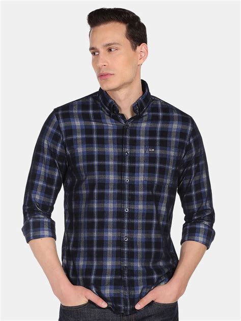 Buy Arrow Sport Men Blue Slim Fit Tartan Checked Casual Cotton Shirt