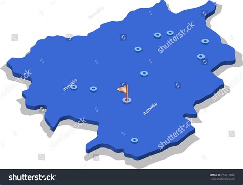 3d Isometric View Map Andorra Blue Stock Vector Royalty Free