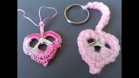 Crochet Soda Tab Heart Key Ring Super Easy Youtube