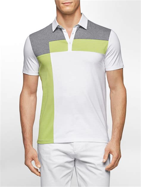 Calvin Klein White Label Classic Fit Jacquard Colorblock Polo Shirt In