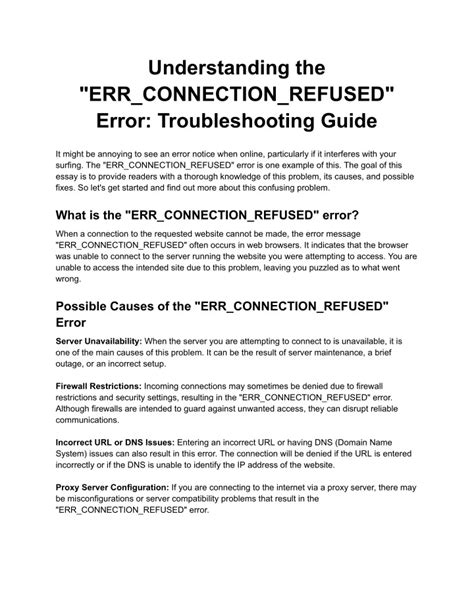 Ppt Understanding The Err Connection Refused Error Troubleshooting