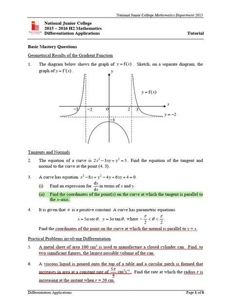 Differentiation Applications Tutorial | Download Free PDF | Area | Tangent