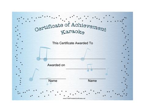Karaoke Certificate of Achievement Template Download Printable PDF ...