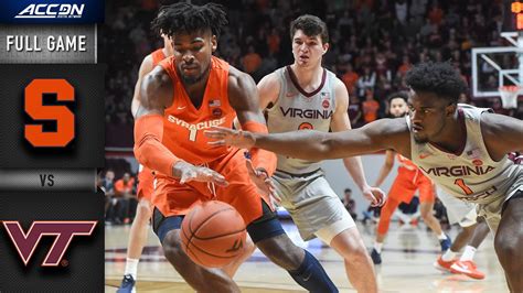 Syracuse Vs Virginia Tech Full Game 2019 20 Acc Men S Basketball Youtube