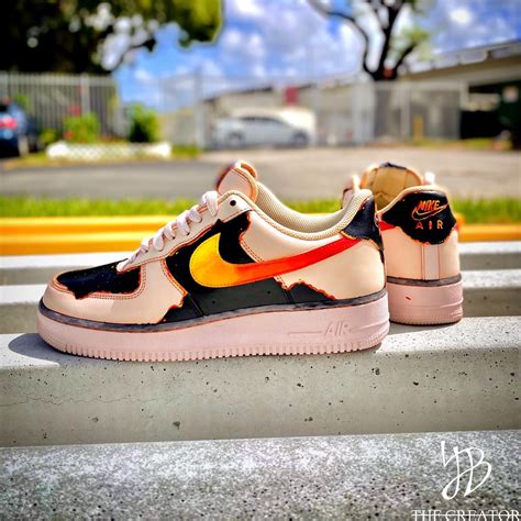 Custom Burning Nike Air Force Size Jsbthecreator