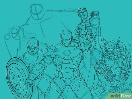 How To Draw The Avengers Team Sketchok Easy Drawing Guides Avengers