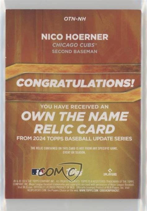 2024 Topps Series 2 In The Name Relics 1 1 Nico Hoerner ITN2 NH 4r7 EBay