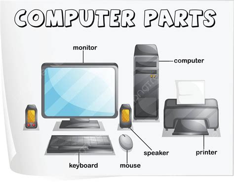 Computer Parts Drawing Worksheet Cartoon Vector, Computer Clipart ...