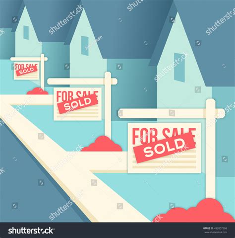 Real Estate Sold Sign Properties Stock Vector Illustration 482007598 ...