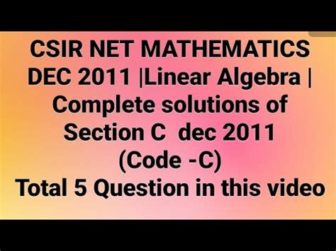 Csir Net Mathematics Dec Linear Algebra Complete Solutions Of