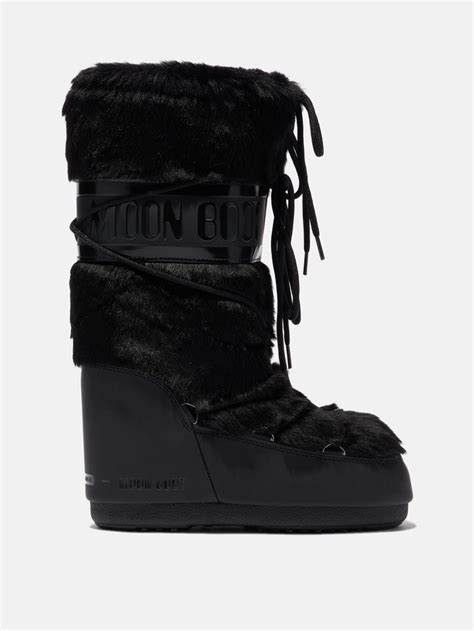 Icon Black Faux Fur Boots Moon Boot® Official Store Moon Boots Fur