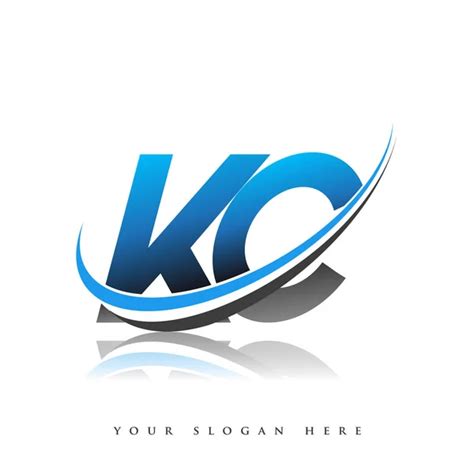 Initial Logo Company Name Colored Blue Black Swoosh Design Isolated