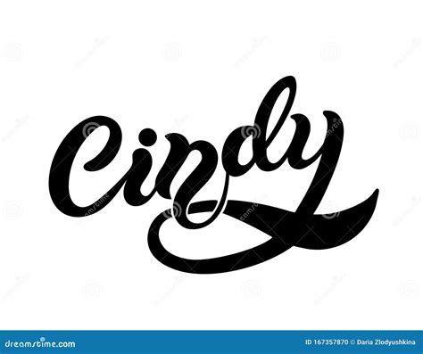 Cindy Woman S Name Hand Drawn Lettering Royalty Free Cartoon