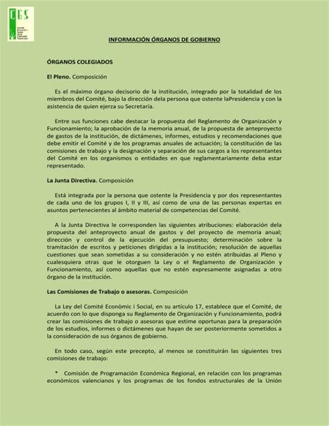 Información de los Órganos del CES CV