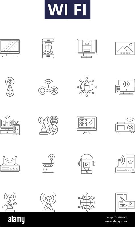 Wi Fi Line Vector Icons And Signs Wireless Network Router Access