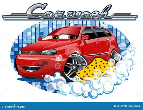 Car Washing Sign Cartoon Vector 22263413