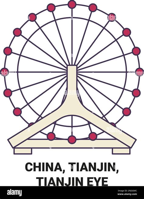 China, Tianjin, Tianjin Eye travel landmark vector illustration Stock