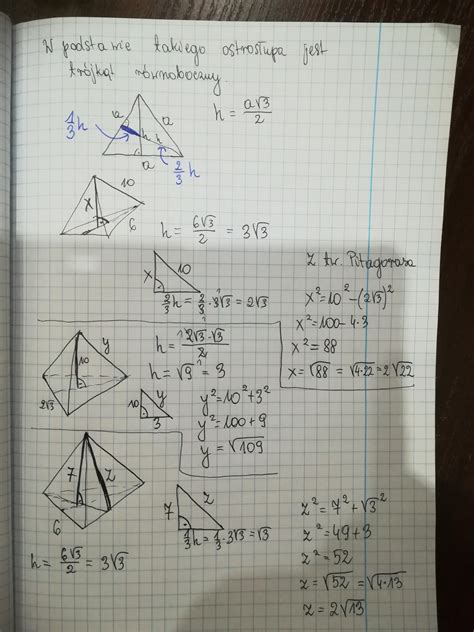 6 Ponizej Narysowano Ostroslupy Prawidłowe Trójkątne Oblicz Długości