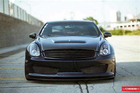 Black Infiniti G35 Gets Carbon Fiber Treatment and Vossen Wheels with Yellow Brembo Brakes ...