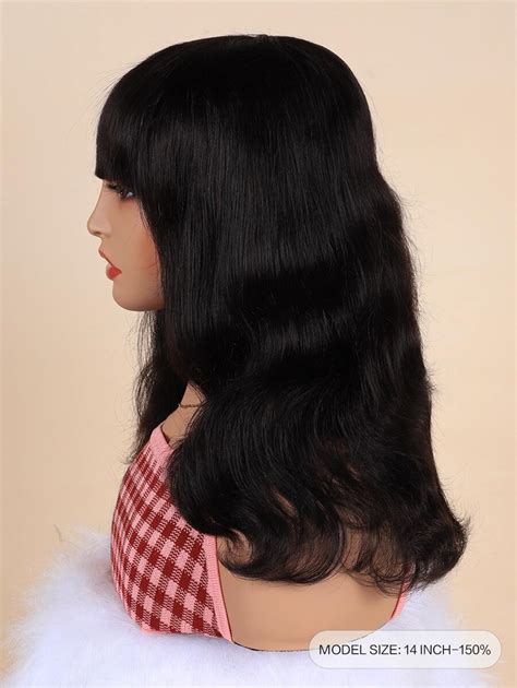 Short Body Wave Bob Wig With Bangs Natural Color 150 Density 10 14 Inch Full Machine Made Human