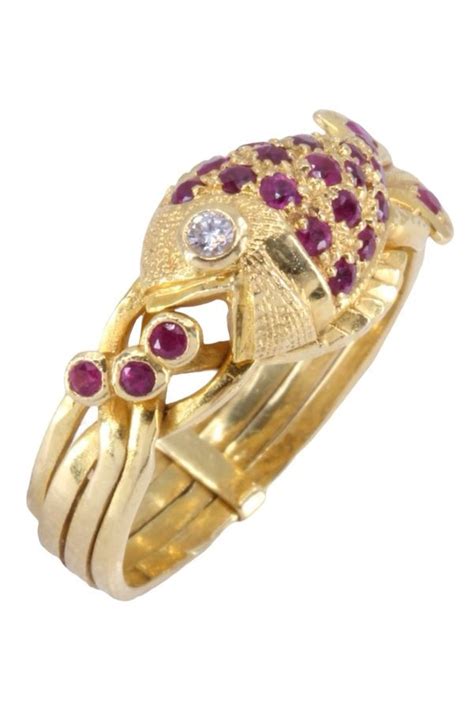 Bague Poisson Rubis Diamant Or 18k Occasion