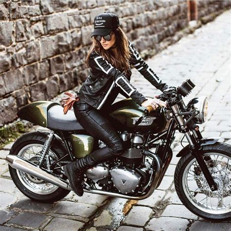 Triumph Bikes Cafe Racer Girl Motorbike Girl Biker Girl