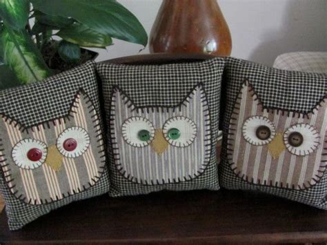 Primitive Appliqued Owl Bowl Fillers Ornies Tucks Etsy Owl Crochet