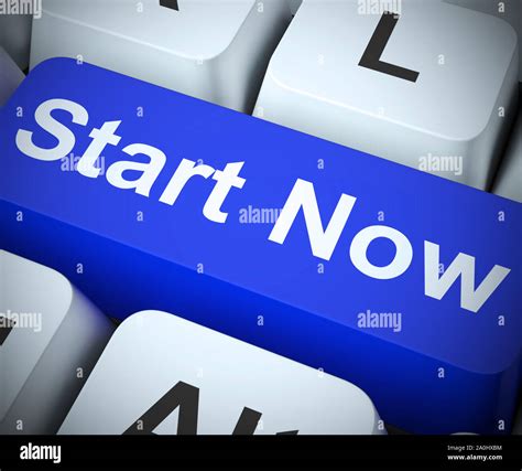 Start Now Button Means Commence Launch And Take Action Commence