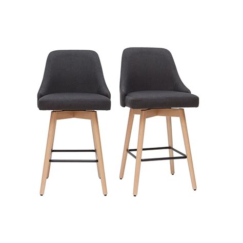 Tabourets De Bar Scandinaves En Tissu Fonc Et Bois H Tre Massif H Cm