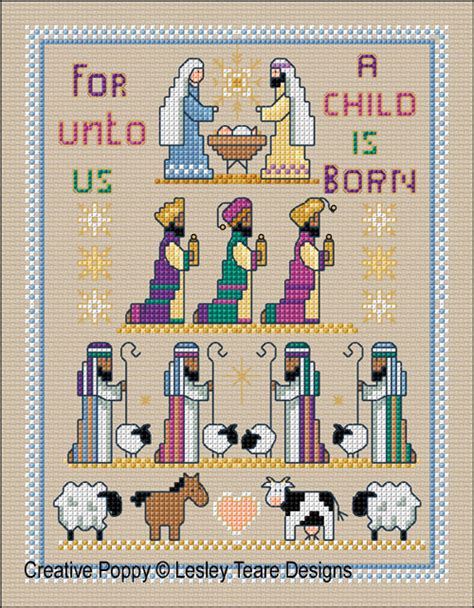 Lesley Teare Designs Christmas Nativity Sampler Cross Stitch Pattern