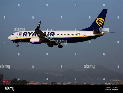 Ryanair Aircraft Landing In El Prat Airport In Barcelona Stock Photo