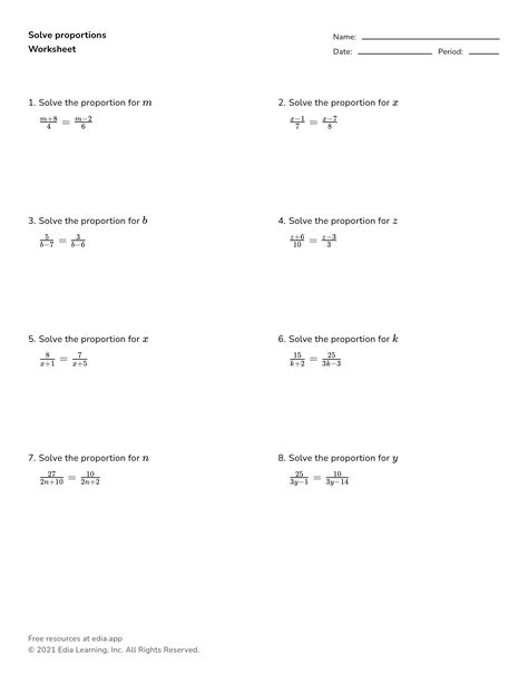 Ratio And Proportion Grade Worksheets