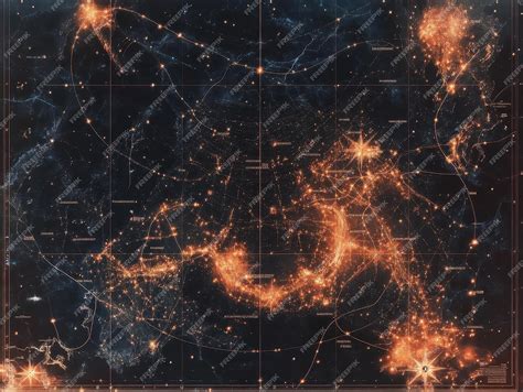 Galactic map showing routes between distant star systems | Premium AI