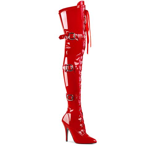 Lackleder Cm Seduce Rote Overknee Stiefel Mit Schn Rung