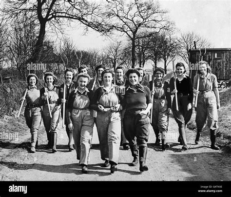 Members Of The Womens Land Army Land Girls From Various Parts Of The