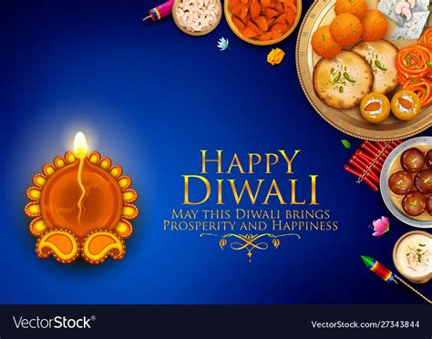 Happy Diwali Hindu Holiday Background For Light Vector Image