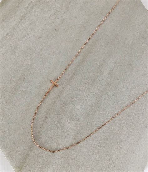 Rose Gold Cross Necklace Sideways Cross Rose Gold Necklace - Etsy
