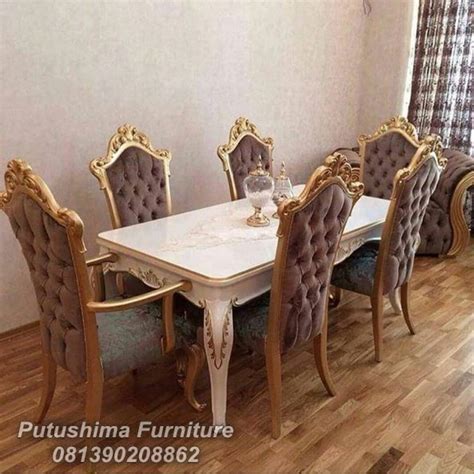 Model Meja Makan Kursi Minimalis Mewah Ukiran Putushima Furniture