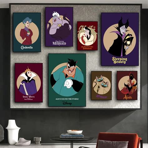 Miniso Disney Villain Karikat R Poster Bask Lar Duvar Resimleri Oturma