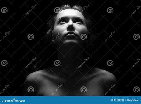 Black and White Photo of the Face in Shadow Stock Image - Image of ...