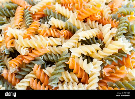 Dried Tricolore Fusilli Pasta Close Up Background Stock Photo Alamy